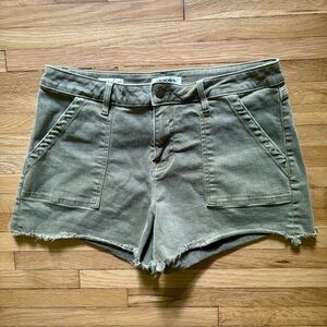 Vigoss Shorts Womens 32 Marley Mid Rise Broken In‎ Weathered Frayed Hem Safari